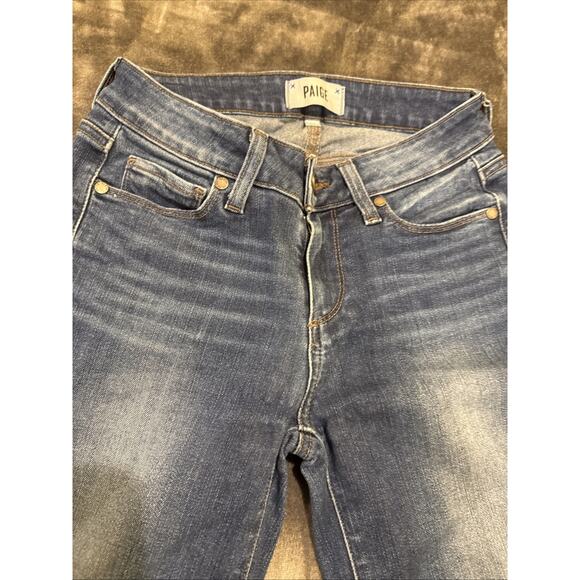 Paige Denim-Womens Kylie Crop-Denim Dark Wash Distressed Hem Jeans-Size W25 - Picture 6 of 16